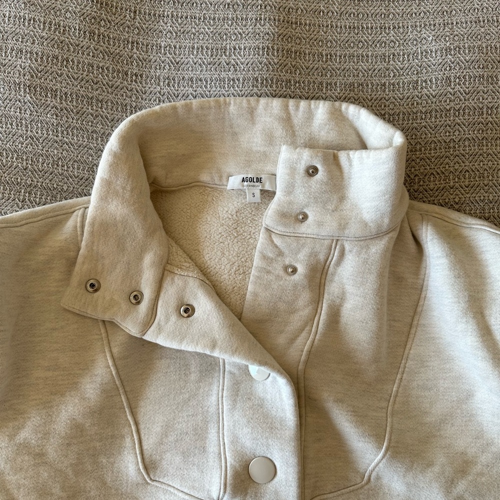 Funnel neck snap front pullover